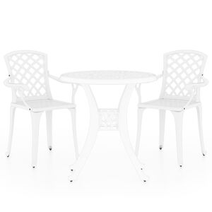 vidaXL 3-tlg. Bistro-Set Aluminiumguss Wei&szlig;