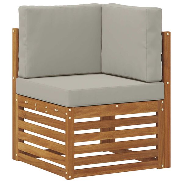 vidaXL Ecksofa Set 5 pcs Nat&uuml;rlich und Hellgrau Massivholz Akazie