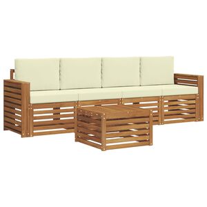 vidaXL Outdoor-Sofagarnitur 5 pcs Natur und Creme Massivholz Akazie