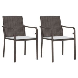 vidaXL Gartenst&uuml;hle mit Kissen 2 Stk. Braun 56x59x84 cm Poly Rattan