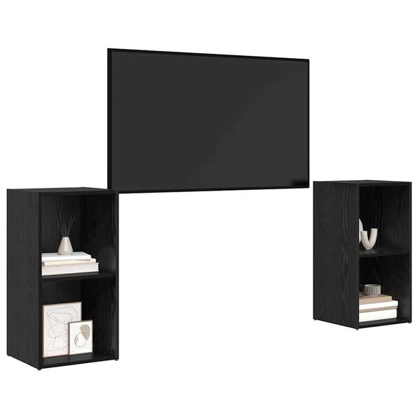vidaXL TV-Schrankset 2 pcs Schwarz Eichen-Optik 72 x 35 x 36,5 cm