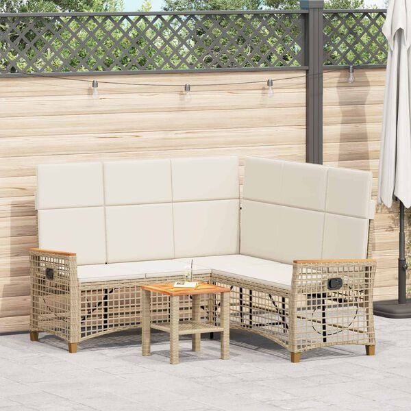 vidaXL Garten Liegesofa Set Beige und Cremewei&szlig; 164 x 164 x 112 cm