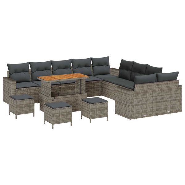 vidaXL Gartensofa-set 14 pcs Grau Poly-Rattan
