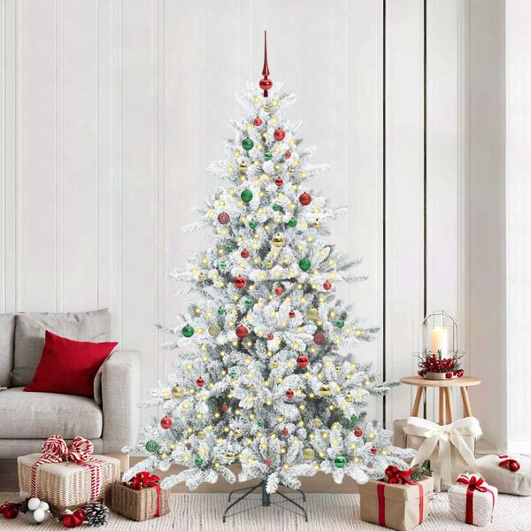 vidaXL K&uuml;nstlicher klappbarer Weihnachtsbaum Wei&szlig; 210 cm PVC und Stahl