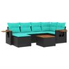 vidaXL 7-tlg. Garten-Sofagarnitur mit Kissen Schwarz Poly Rattan