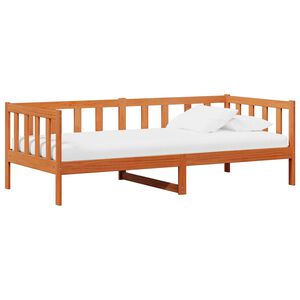 vidaXL Tag-Bett mit Matratze Wachsbraun und Wei&szlig; 90 x 200 cm