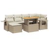 vidaXL 7-tlg. Garten-Sofagarnitur mit Kissen Beige Poly Rattan