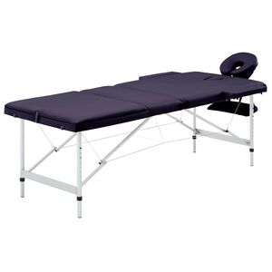 vidaXL Massageliege Klappbar 3-Zonen mit Aluminiumgestell Lila