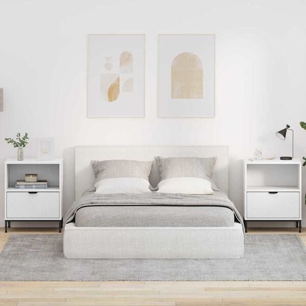 vidaXL Nachttisch 2 pcs Wei&szlig; 49 x 36 x 61 cm Holzwerkstoff