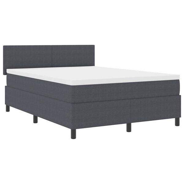vidaXL Boxspringbett Dunkelgrau und Wei&szlig; 140 x 200 cm Cordstoff