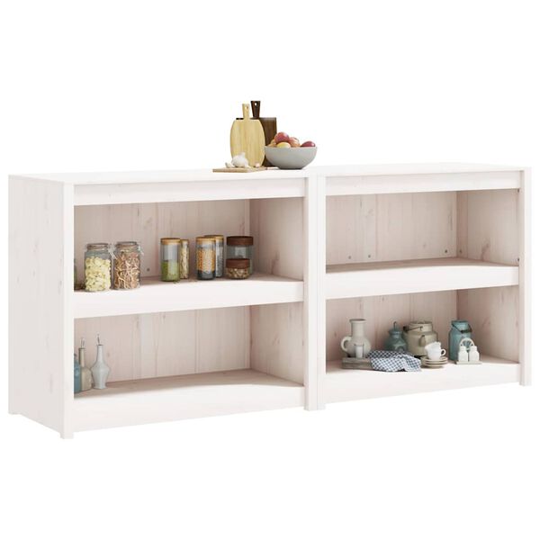 vidaXL Outdoor-K&uuml;chenschr&auml;nke 2 Stk. Wei&szlig; Massivholz Kiefer