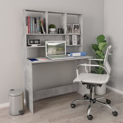 vidaXL Schreibtisch mit Regalen Betongrau 110x45x157 cm Holzwerkstoff