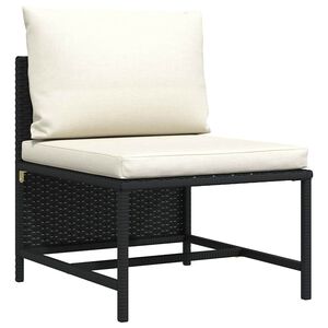 vidaXL Modular-Mittelsofa mit Kissen Schwarz Poly Rattan
