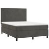 vidaXL Boxspringbett mit Matratze & LED Dunkelgrau 140x190 cm Samt