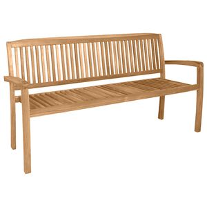 vidaXL Gartenbank 3-Sitzer Stapelbar 159 cm Massivholz Teak