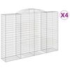 vidaXL Gabionen mit Hochbogen 4 Stk. 300x50x200/220cm Verzinktes Eisen
