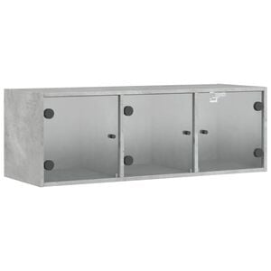 vidaXL Wandschrank mit Glast&uuml;ren Betongrau 102x37x35 cm