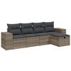 vidaXL 5-tlg. Garten-Sofagarnitur mit Kissen Hellgrau Poly Rattan