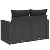 vidaXL Gartensofa mit Kissen 2-Sitzer Schwarz Poly Rattan