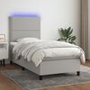 vidaXL Boxspringbett mit Matratze & LED Hellgrau 90x190 cm Stoff