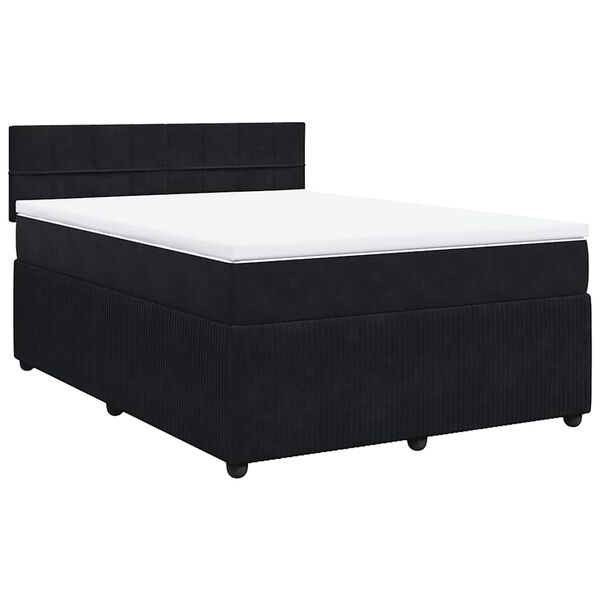 vidaXL Boxspringbett mit Matratze Schwarz 140x200 cm Samt