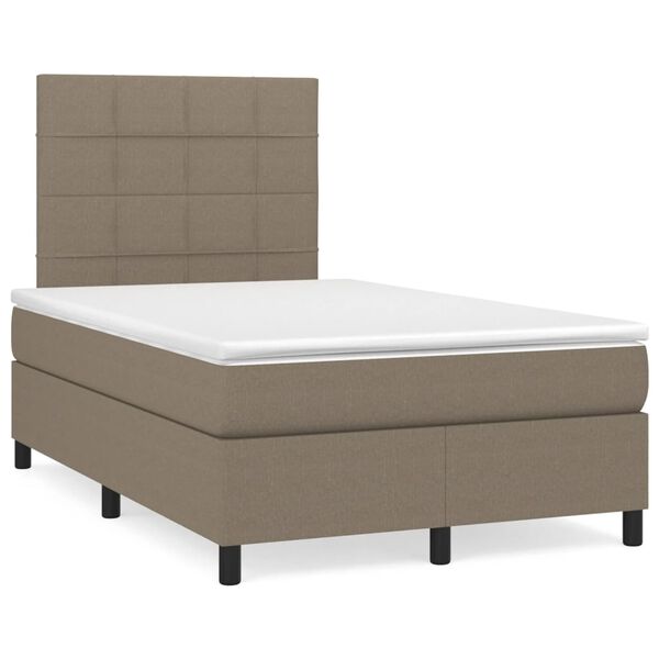 vidaXL Boxspringbett mit Matratze Taupe 120x190 cm Stoff