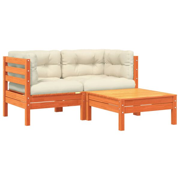 vidaXL Gartensofa mit Kissen und Hocker 2-Sitzer