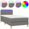 vidaXL Boxspringbett mit Matratze & LED Dunkelgrau 100x200 cm Stoff