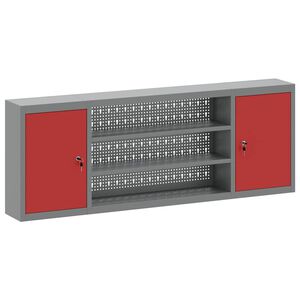 vidaXL Werkzeugschrank mit Regal Rot und Grau 50 x 20 x 55 cm