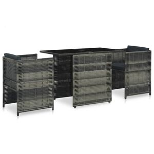 vidaXL 3-tlg. Bistro-Set mit Auflagen Poly Rattan Grau