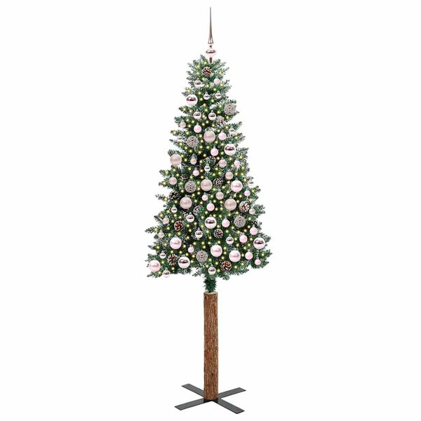 vidaXL Schlanker Weihnachtsbaum mit 300 LEDs mit St&auml;nder Gr&uuml;n 180 cm