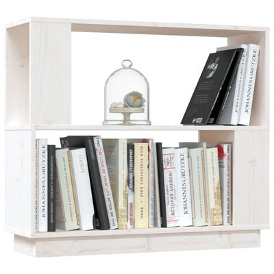 vidaXL Bücherregal/Raumteiler Weiß 80x25x70 cm Massivholz Kiefer