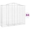 vidaXL Gabionen mit Hochbogen 4 Stk. 200x50x160/180cm Verzinktes Eisen