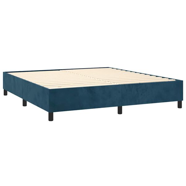 vidaXL Boxspringbett mit Matratze Dunkelblau 160x200 cm Samt