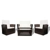 vidaXL 4-tlg. Garten-Lounge-Set mit Kissen Poly Rattan Braun