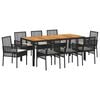 vidaXL Garten Essgruppe 9 pcs Schwarz Poly-Rattan