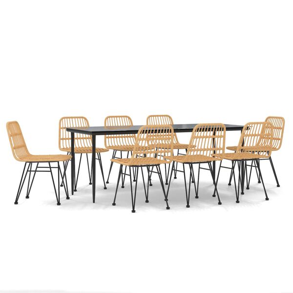 vidaXL 9-tlg. Garten-Essgruppe Poly Rattan