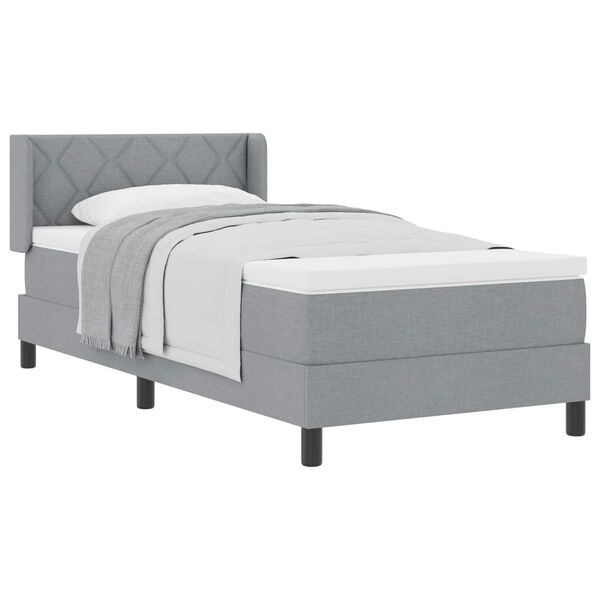 vidaXL Boxspringbett mit Matratze Hellgrau 200 x 90 cm Polyester