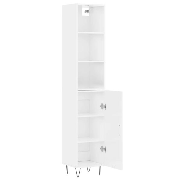 vidaXL Highboard Hochglanz-Wei&szlig; 34,5x34x180 cm Holzwerkstoff