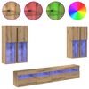 vidaXL TV-Wandschrank-Set mit LED-Lichtern mit LED 7 pcs Artisan-Eiche