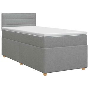 vidaXL Boxspringbett mit Matratze Hellgrau 80 x 200 cm Stoff
