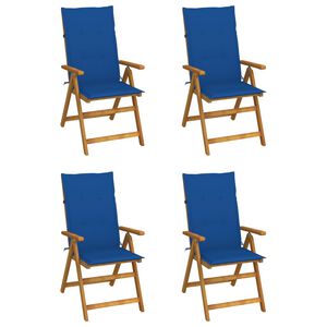 vidaXL 4er-Set verstellbare Klappst&uuml;hle mit Kissen aus massivem Akazienholz