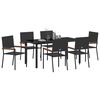 vidaXL Garten Essgruppe mit Kissen 7 pcs Schwarz Poly-Rattan