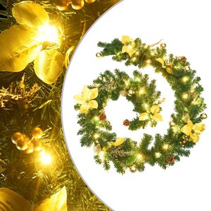 vidaXL Weihnachtsgirlande mit LED-Lichtern Gr&uuml;n 2,7 m PVC