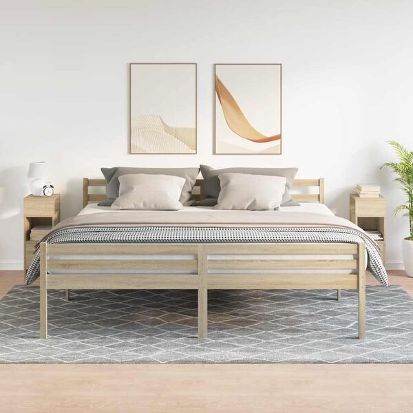 vidaXL Nachttische 2 Stk. mit Schublade Sonoma-Eiche 25x31x66 cm