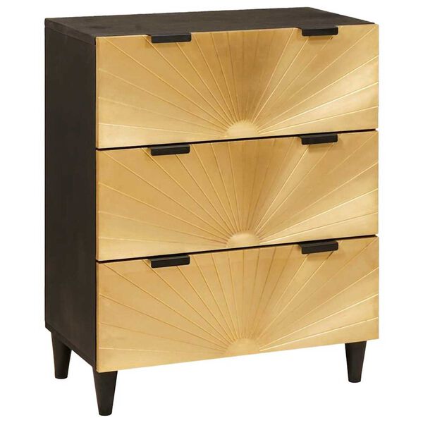 vidaXL Sideboard Schwarz und Gold 60 x 33 x 75 cm massives Mangoholz
