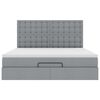 vidaXL Ottoman-Bett mit Matratze & LEDs Hellgrau 160x200 cm Stoff