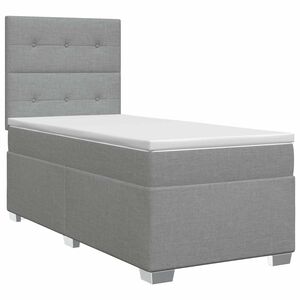 vidaXL Boxspringbett mit Matratze Hellgrau 80 x 200 cm Stoff