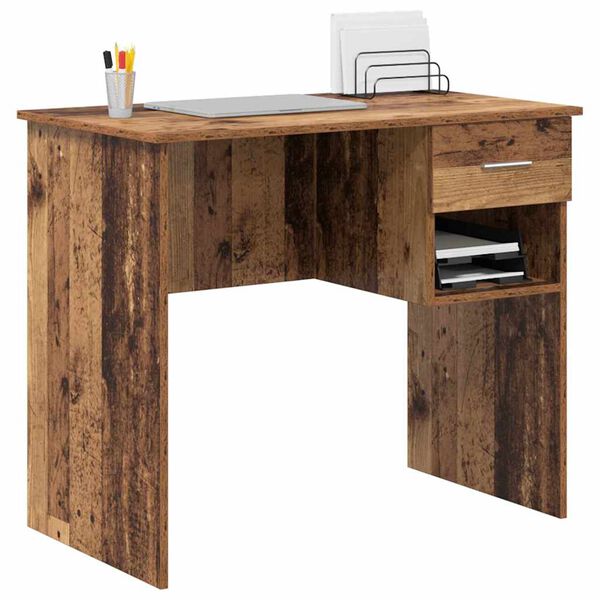 vidaXL Schreibtisch mit Regal Altholz 90 x 49 x 75 cm Holzwerkstoff