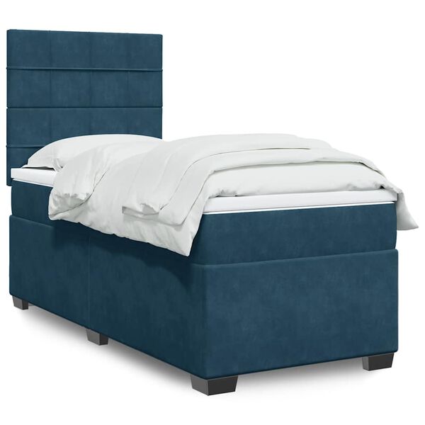 vidaXL Boxspringbett mit Matratze Blau 100x200 cm Samt